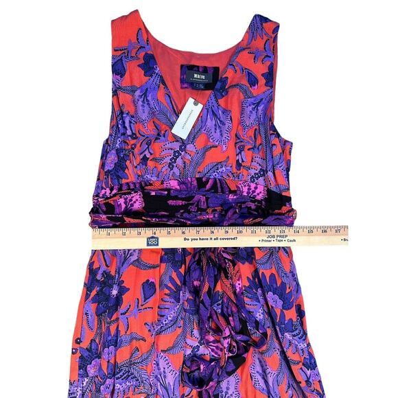 Anthropologie Maeve Macie Maxi Dress Sz 8 Floral Purple Red V-Neck NWT - Picture 6 of 10